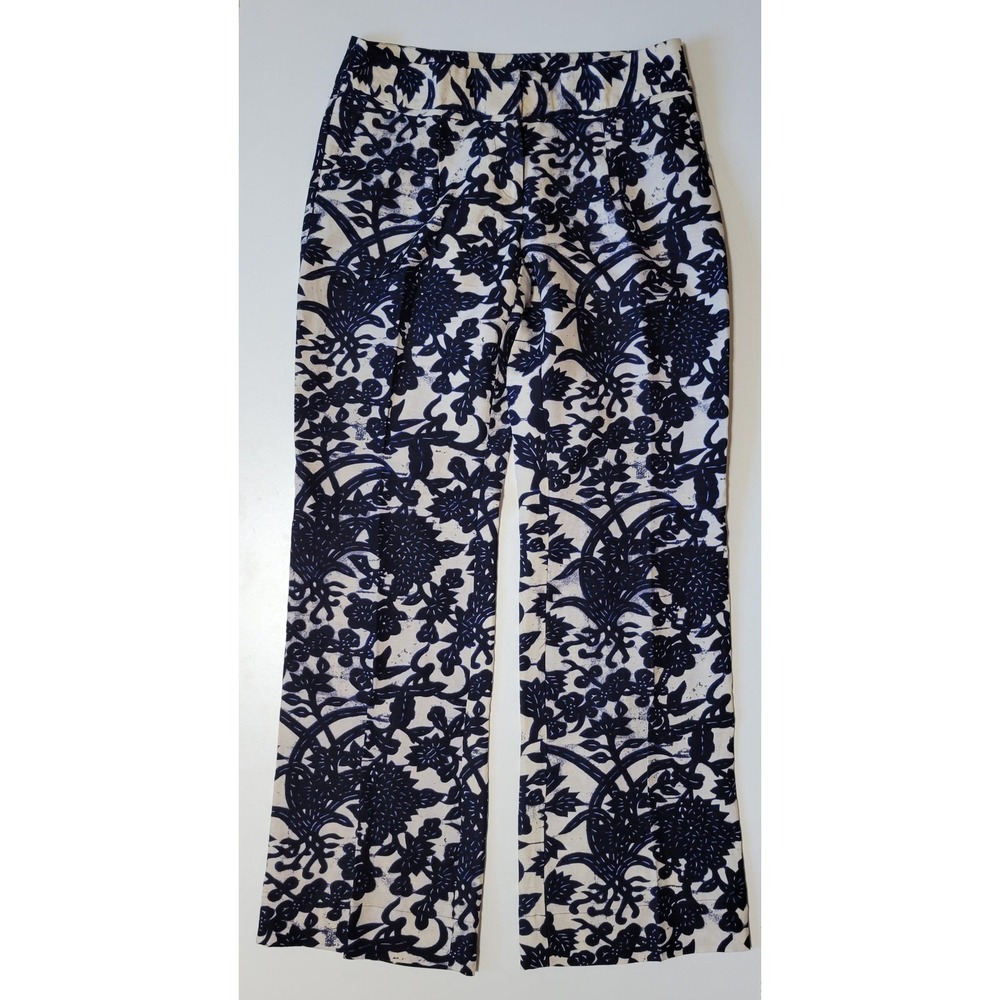 LOFT Navy Floral Wide Leg Pants